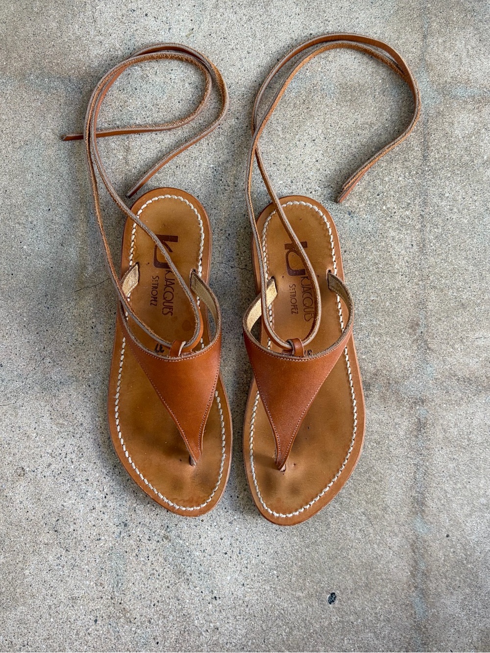 K. Jacques Tan Leather Lace Up Sandal
